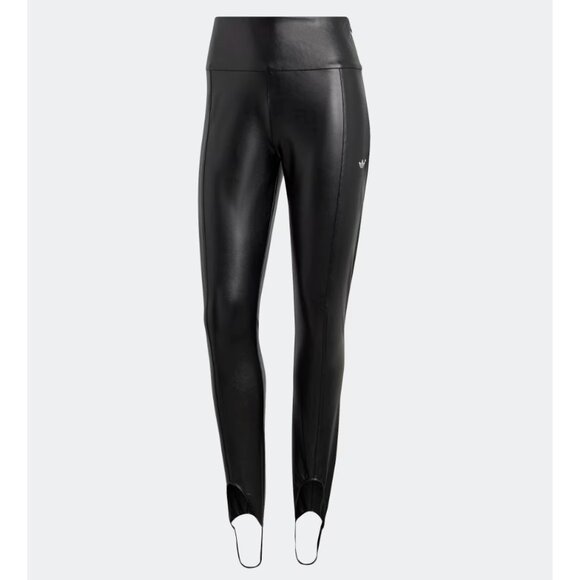 Adidas Blue Version IB4543 Faux Leather Stirrups Legging Black ( S ) - Picture 1 of 15